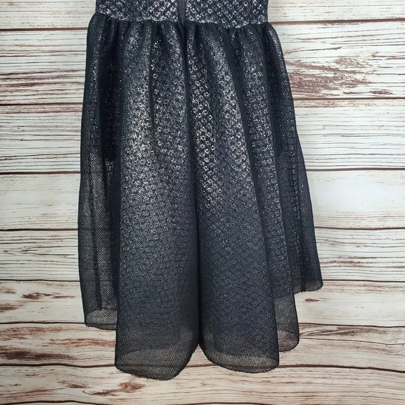 Maje Womens Size 1 Small Rider Argent Black Metallic Fit & Flare Mini Dress - Picture 10 of 11
